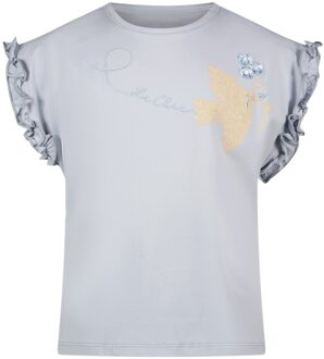 Le Chic Meisjes t-shirt artwork - Nopaly - Orchidee blauw - Maat 110