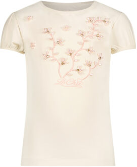 Le Chic Meisjes t-shirt luxe bloemen - Nommy - Pearled ivoor wit - Maat 116