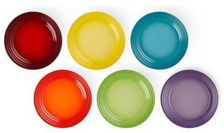 Le Creuset 6 - Delige Ontbijtbordenset 22 cm Regenboog Kleuren