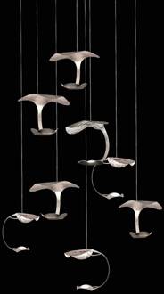 Le Gigine LED hanglamp 8-lamps zilver bladzilver