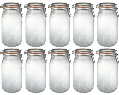 Le Parfait 10x Luchtdichte weckpottentransparant glas 2 liter - Weckpotten