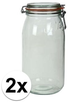 Le Parfait 2x Luchtdichte weckpot transparant glas 3 liter - Weckpotten