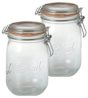 Le Parfait 2x Luchtdichte weckpotjes transparant glas 1 liter - Weckpotten