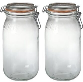 Le Parfait 2x Luchtdichte weckpotten transparant glas 2 liter - Weckpotten