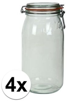 Le Parfait 4x Luchtdichte weckpot transparant glas 3 liter - Weckpotten