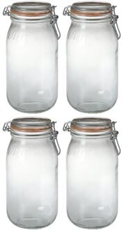 Le Parfait 4x Luchtdichte weckpotten transparant glas 2 liter - Weckpotten