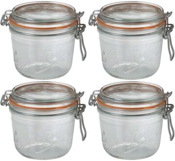 Le Parfait 4x Weckpotten/inmaakpotten met klepdeksel 500 ml - Action products