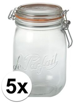 Le Parfait 5x Luchtdichte weckpotten transparant glas 1 liter - Weckpotten