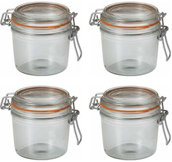 Le Parfait 5x stuks weckpot/inmaakpot met klepdeksel en beugelsluiting 350 ml - Inmaakpotten - Weckpotten - D 8,5 cm