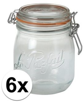 Le Parfait 6x Luchtdichte weckpot transparant glas 0.5 liter - Weckpotten