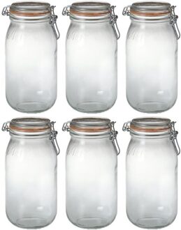 Le Parfait 6x Luchtdichte weckpotten transparant glas 2 liter - Weckpotten