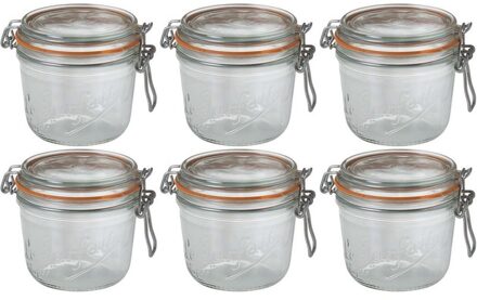 Le Parfait 6x Luchtdichte weckpotten transparant glas 500 ml - Weckpotten