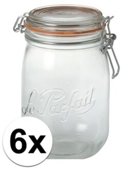 Le Parfait 6x stuks Weckpotten/inmaakpotten met klepdeksel 1 liter - Action products