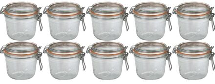 Le Parfait Voorraad/weckpot - 10x - transparant - glas - 10,5 x 10 cm - 500 ml - Le Parfait