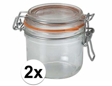 Le Parfait Voorraad/weckpot - 2x stuks - transparant - glas - 8,5 x 7 cm - 200 ml - Le Parfait