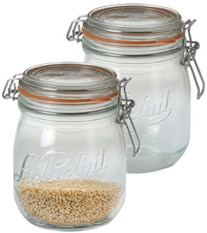 Le Parfait Voorraad/weckpot - 2x - transparant - glas - 11 x 8,5 cm - 500 ml- Le Parfait