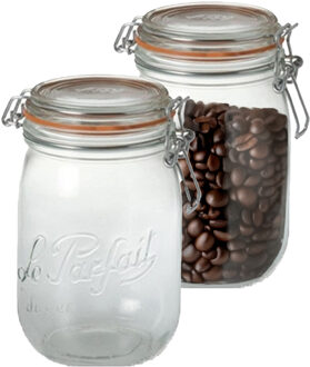 Le Parfait Voorraad/weckpot - 2x - transparant - glas - 14,5 x 8,5 cm - 750 ml - Le Parfait