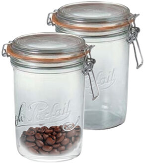 Le Parfait Voorraad/weckpot - 2x - transparant - glas - 17,5 x 10 cm - 1 L - Le Parfait