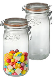 Le Parfait Voorraad/weckpot - 2x - transparant - glas - 22 x 10 cm - 1,5 L - Le Parfait