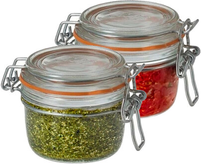 Le Parfait Voorraad/weckpot - 2x - transparant - glas - 7 x 7 cm - 125 ml - Le Parfait