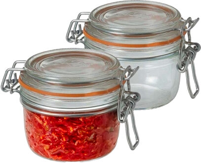 Le Parfait Voorraad/weckpot - 2x - transparant - glas - 7 x 7 cm - 125 ml - Le Parfait