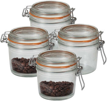 Le Parfait Voorraad/weckpot - 4x - transparant - glas - 10,5 x 10 cm - 500 ml - Le Parfait