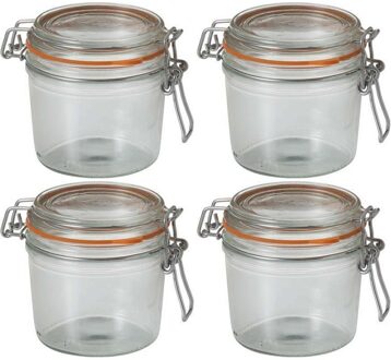 Le Parfait Voorraad/weckpot - 4x - transparant - glas - 10 x 8,5 cm - 350 ml - Le Parfait