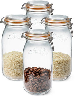 Le Parfait Voorraad/weckpot - 4x - transparant - glas - 25,2 x 8,5 cm - 2 L - Le Parfait