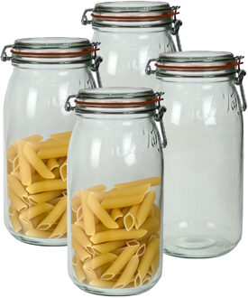 Le Parfait Voorraad/weckpot - 4x - transparant - glas - 28 x 13 cm - 3 L - Le Parfait