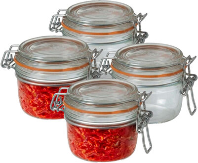 Le Parfait Voorraad/weckpot - 4x - transparant - glas - 7 x 7 cm - 125 ml - Le Parfait