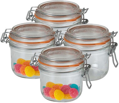 Le Parfait Voorraad/weckpot - 4x - transparant - glas - 8,5 x 7 cm - 200 ml - Le Parfait