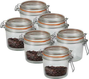 Le Parfait Voorraad/weckpot - 6x - transparant - glas - 10,5 x 10 cm - 500 ml - Le Parfait