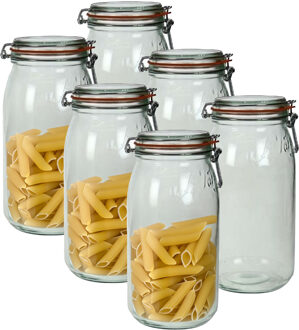 Le Parfait Voorraad/weckpot - 6x - transparant - glas - 28 x 13 cm - 3 L - Le Parfait