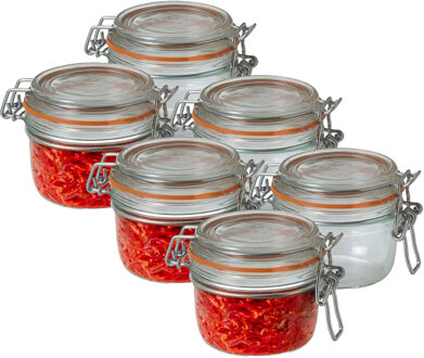 Le Parfait Voorraad/weckpot - 6x - transparant - glas - 7 x 7 cm - 125 ml - Le Parfait