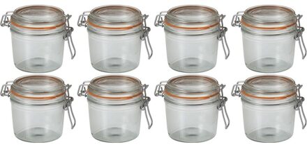 Le Parfait Voorraad/weckpot - 8x - transparant - glas - 10 x 8,5 cm - 350 ml - Le Parfait
