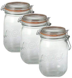 Le Parfait Weckpotten - inmaakpotten - 8x stuks - met klepdeksel - inhoud 1000 ml - 17.5 cm
