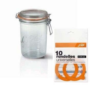 Le Parfait Weckpotten/inmaakpotten met klepdeksel 1L en 10 inmaakringen - Action products