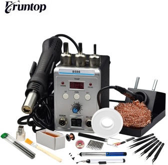 Lead-free SMD Soldering Station LED Digital Solder Iron Hot Air GUN Blowser Eruntop 8586