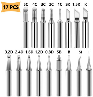 Lead-free Soldering Solder Iron Tips Tip 900M-T For Hakko 933.376.907.913.951,898D,852D+ 852D Soldering Rework Station 17PCS/SET