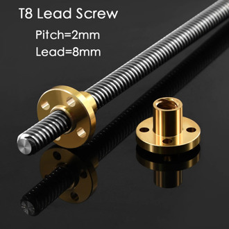 Lead Screw 100mm 150mm 250mm 300mm 330mm 350mm 3D Printers Parts 8mm Trapezoidal Screws Copper Nuts Leadscrew Part