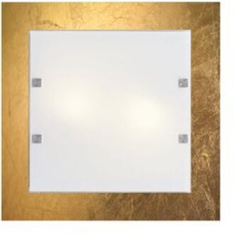 Leaf Plafondlamp, 2x E27, Metaal/glas, Blad Gouden, 40x40cm