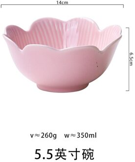 Leaf-Vormige Servies Thuis Keramische Ontbijt Plaat Fruit Salade Schotel Netto Rode Soep Diepe 5.5 duim bowl - roze
