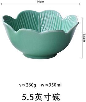 Leaf-Vormige Servies Thuis Keramische Ontbijt Plaat Fruit Salade Schotel Netto Rode Soep Diepe 5.5 duim donker groen