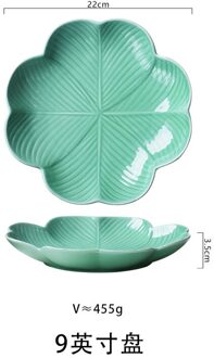 Leaf-Vormige Servies Thuis Keramische Ontbijt Plaat Fruit Salade Schotel Netto Rode Soep Diepe 9-duim donker groen