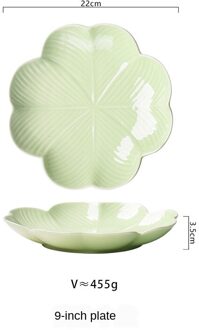 Leaf-Vormige Servies Thuis Keramische Ontbijt Plaat Fruit Salade Schotel Netto Rode Soep Diepe 9 duim groen