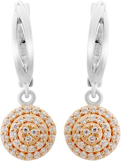 'Leanna' Dames 925 Sterling Zilveren Set: Ketting-Pendant + Oorbellen - Zilver/Rozé SET-7120 Zilver en roségoud