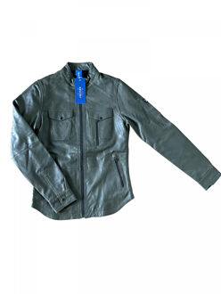 Leather Bikerjacket 12102 Groen - S