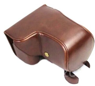 Leather Camera Bag Case Voor Sony A6500 camera Met 16-70mm of 18-55mm Lens met Schouderriem koffie