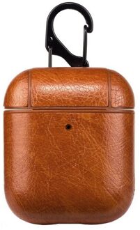 Leather Case Cover Voor Airpods 1st 2nd Luxe Retro Koe Lederen Beschermende Zachte Armor Haak Case Voor Airpods 1 2 21 Oortelefoon Geval 03