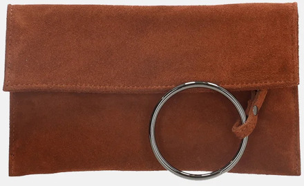 Leather Elise clutch bruin
